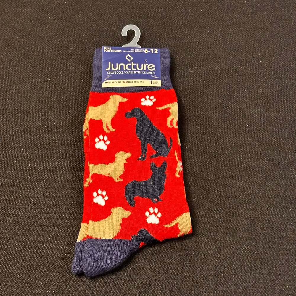Juncture Dogs Men's Socks Novelty Crew Shoe Size 6-12